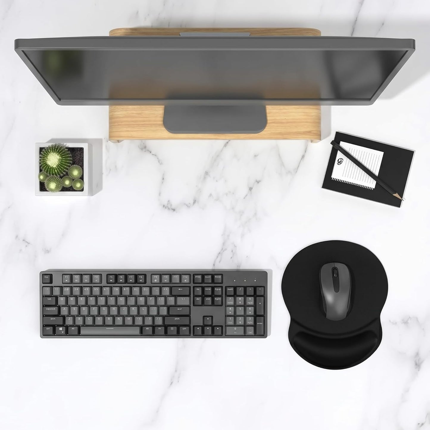 Mouse Pad, Ergonomic Mouse Pad with Gel Wrist Rest Support, Gaming Mouse Pad with Lycra Cloth, Non-Slip PU Base for Computer, Laptop, PC, Home, Office & Travel, Black